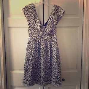 Jenny Yoo navy and cream dress